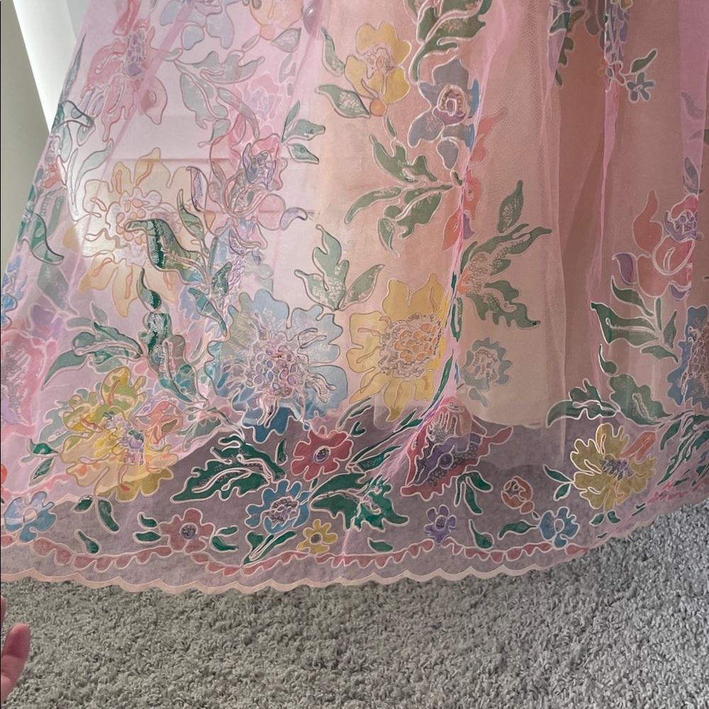 NWT Betsey Johnson Women’s Vintage Pink Tulle Layered Floral Cocktail Dress - 6 - Picture 5 of 13